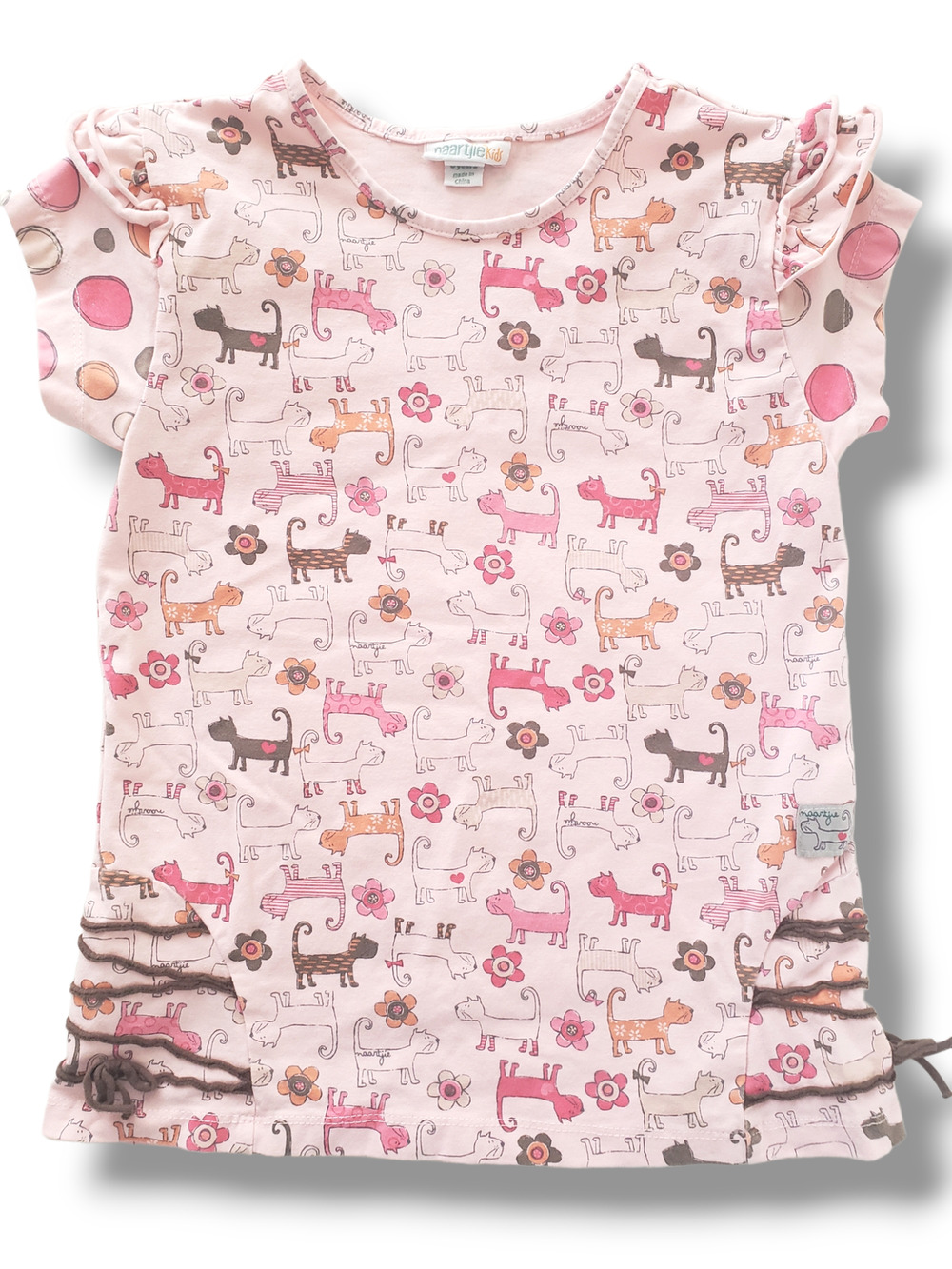 Naartjie Girls 9 Pink Kitty Spots and Stripes Tee